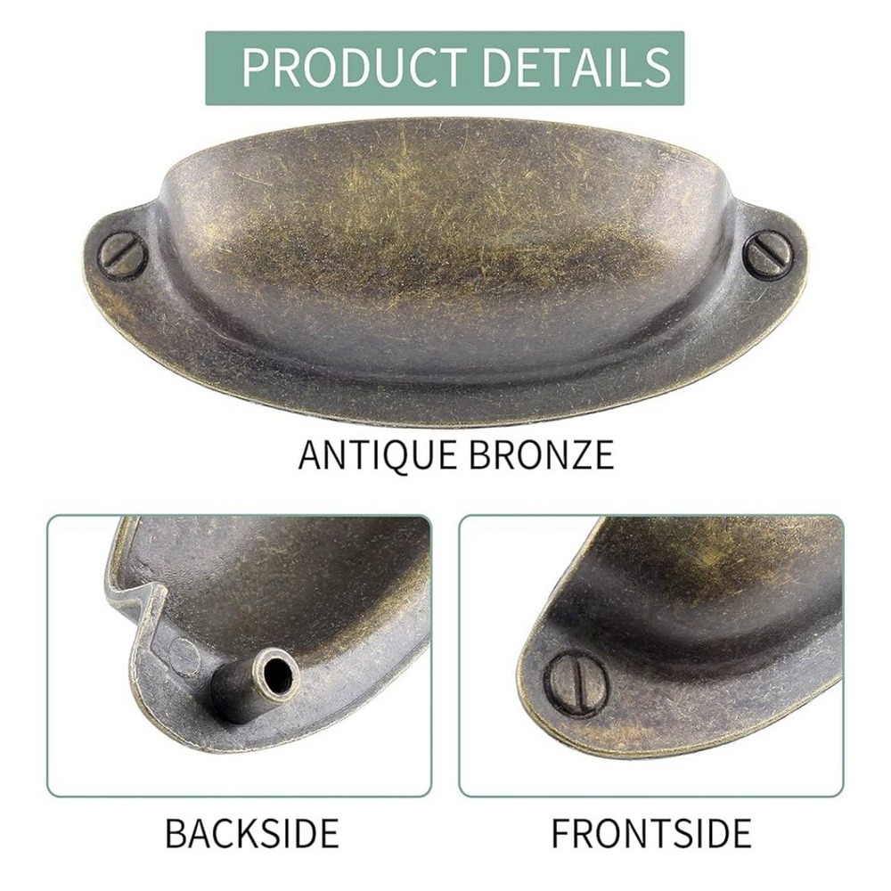 Auvotuis 10Pcs 3.5Inch Hole Spacing‎ Cup Pull Handles Vintage Farmhouse Style T2